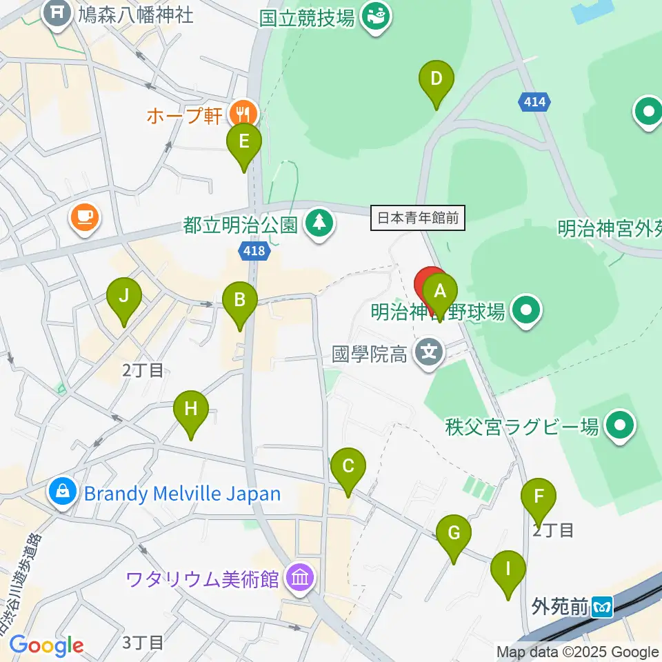 日本青年館ホール周辺のコンビニエンスストア一覧地図
