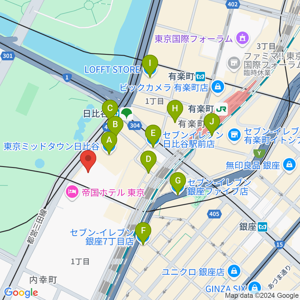 日生劇場周辺のコンビニエンスストア一覧地図