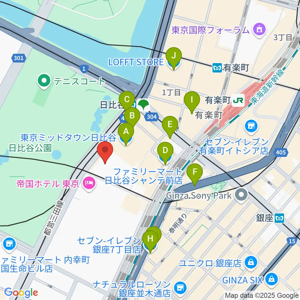 日生劇場周辺のコンビニエンスストア一覧地図
