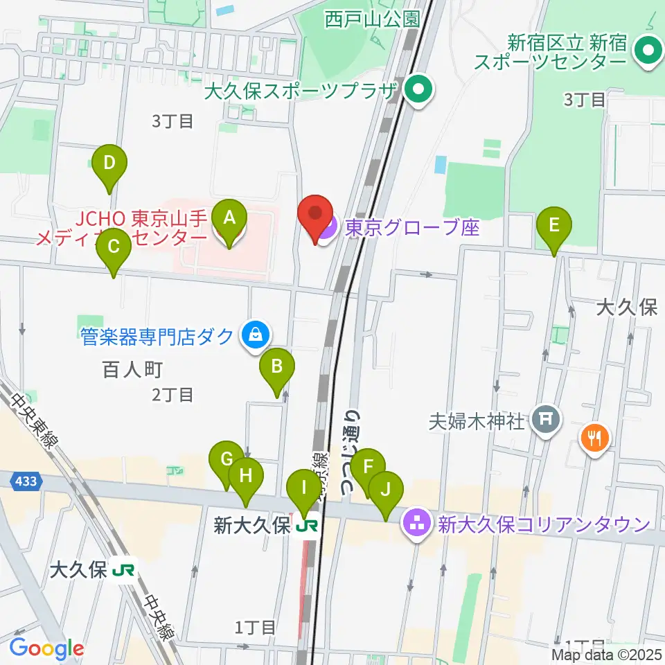 東京グローブ座周辺のコンビニエンスストア一覧地図