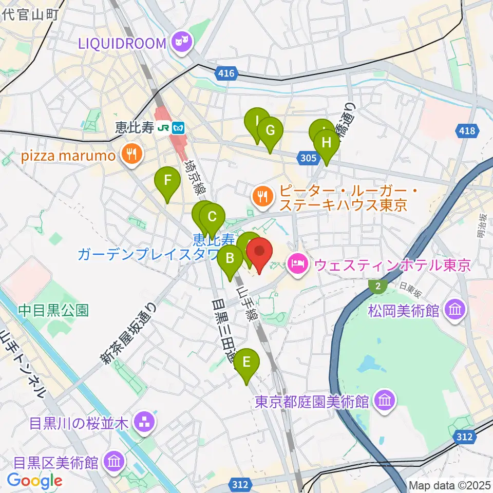 恵比寿ザ・ガーデンホール/ルーム周辺のコンビニエンスストア一覧地図