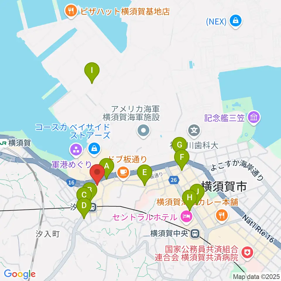 横須賀芸術劇場周辺のコンビニエンスストア一覧地図