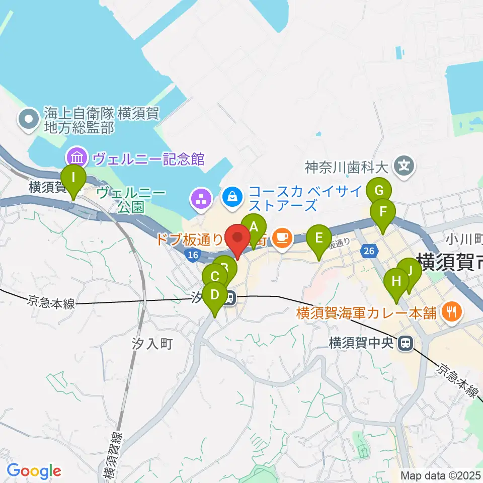 横須賀芸術劇場周辺のコンビニエンスストア一覧地図