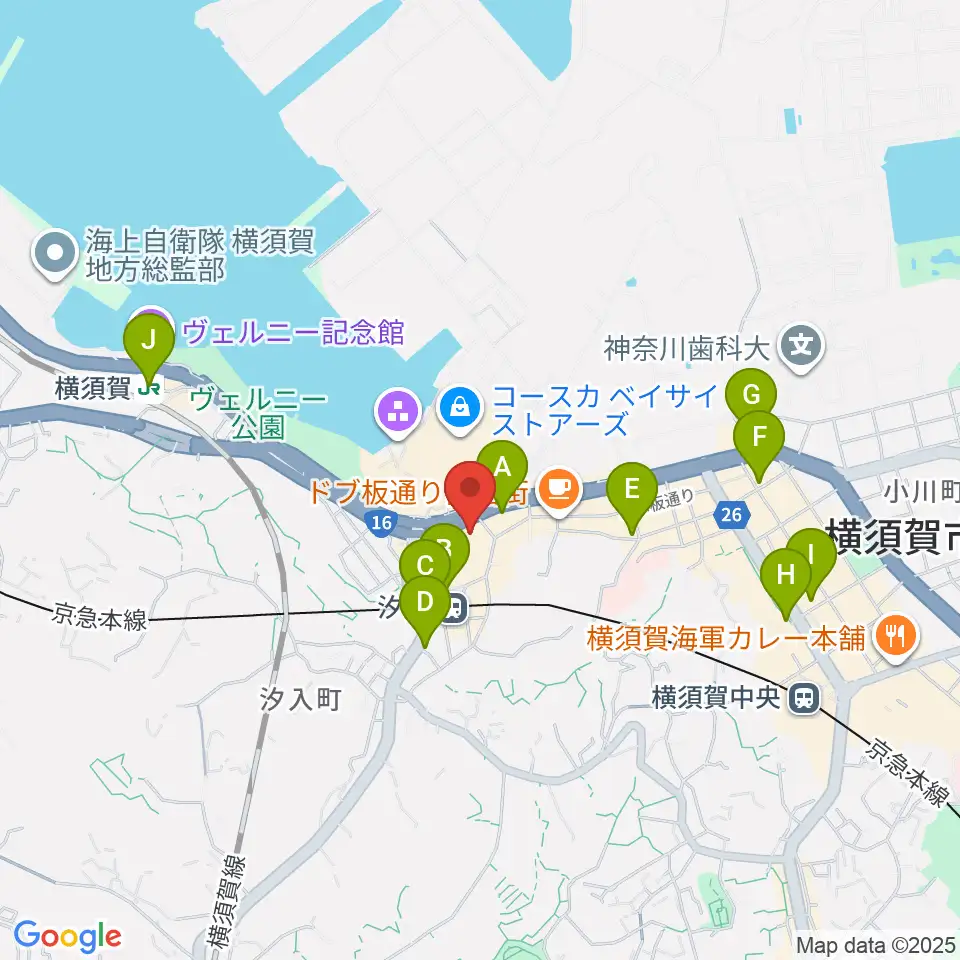 横須賀芸術劇場周辺のコンビニエンスストア一覧地図