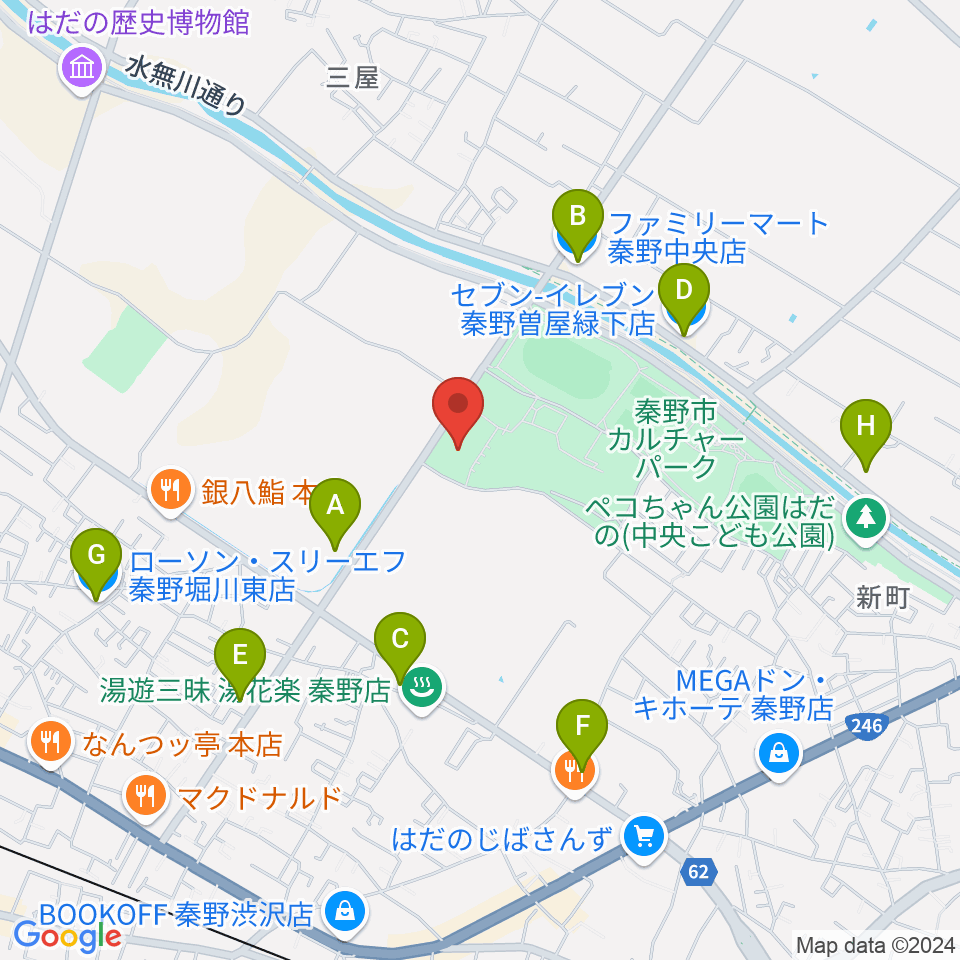 クアーズテック秦野カルチャーホール周辺のコンビニエンスストア一覧地図