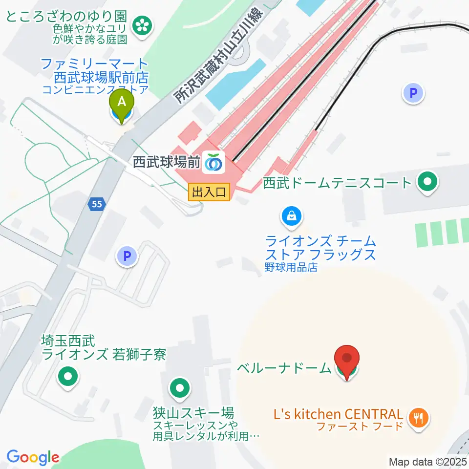 ベルーナドーム周辺のコンビニエンスストア一覧地図