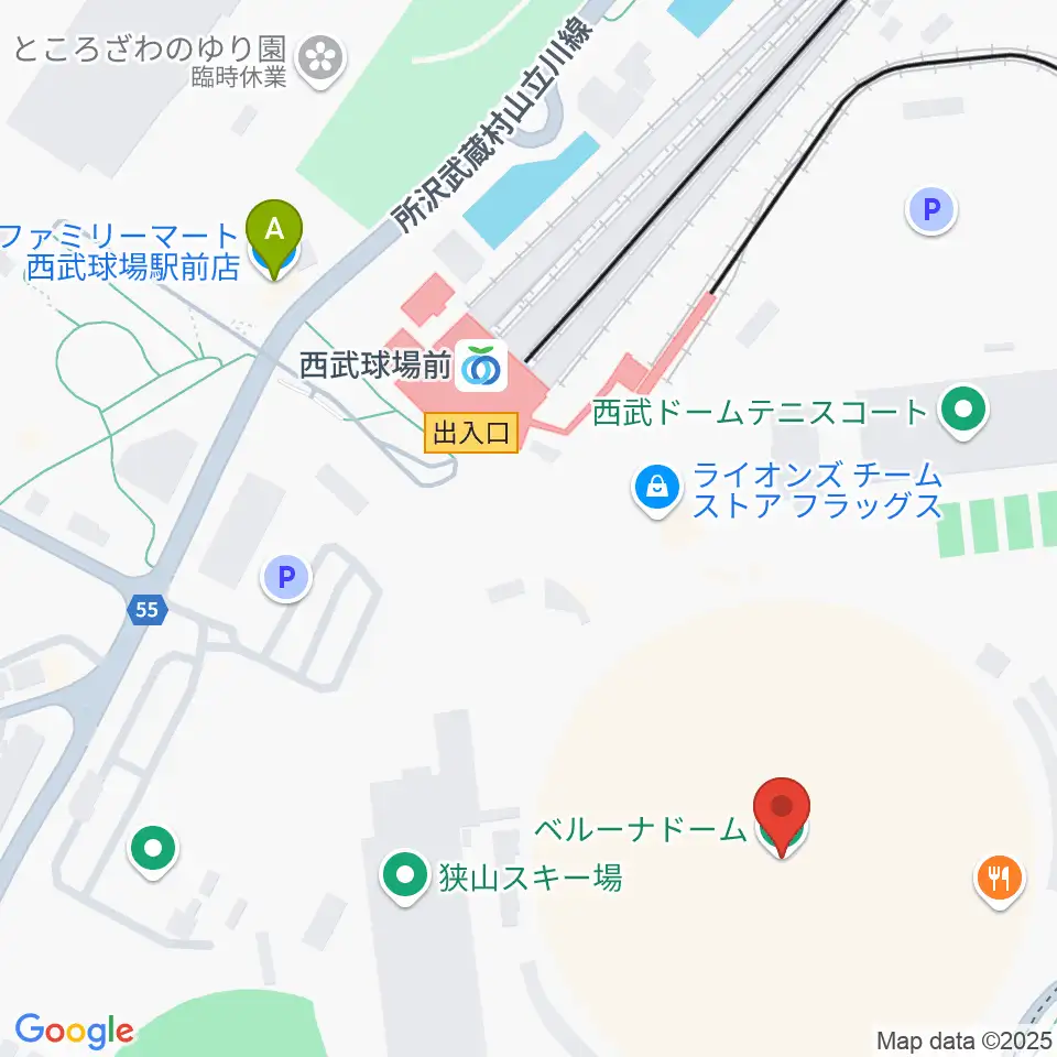 ベルーナドーム周辺のコンビニエンスストア一覧地図