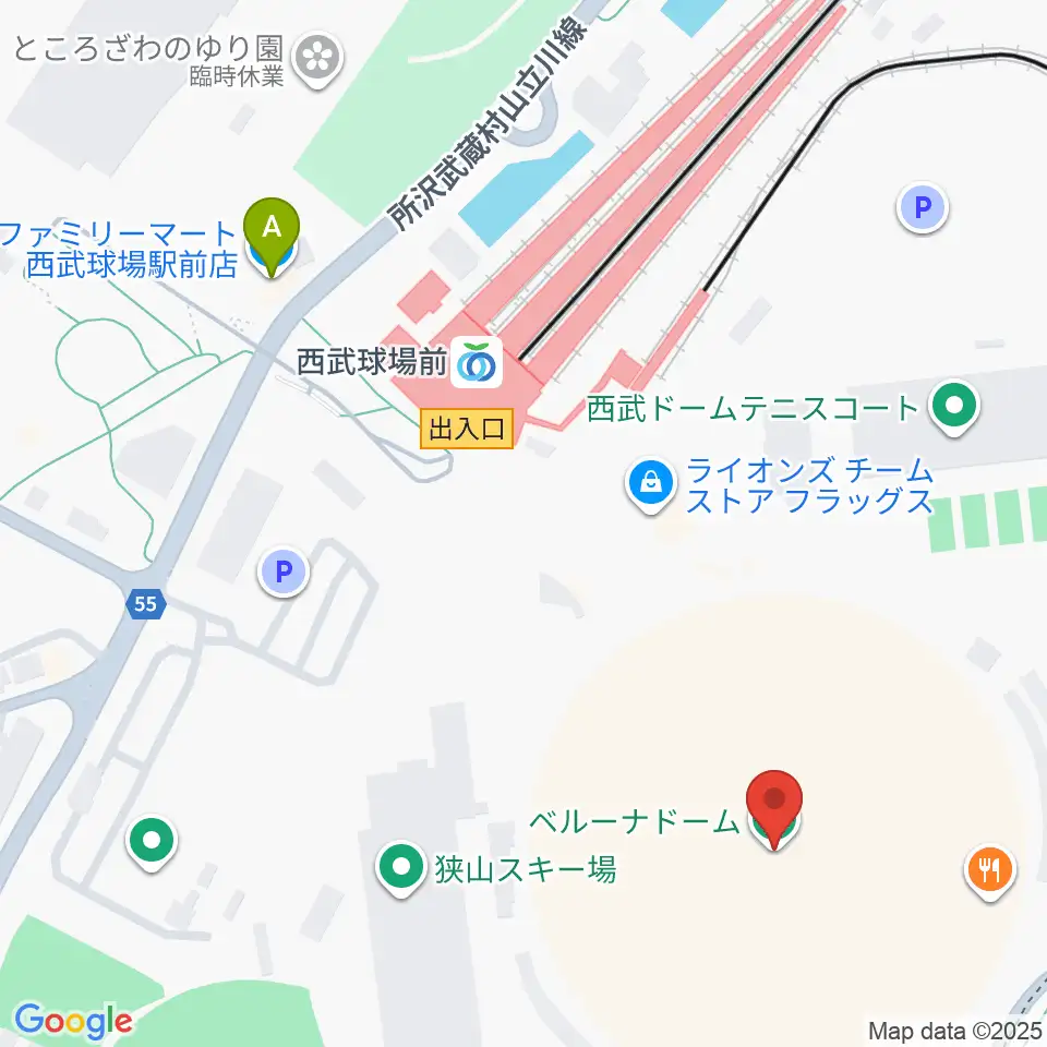 ベルーナドーム周辺のコンビニエンスストア一覧地図
