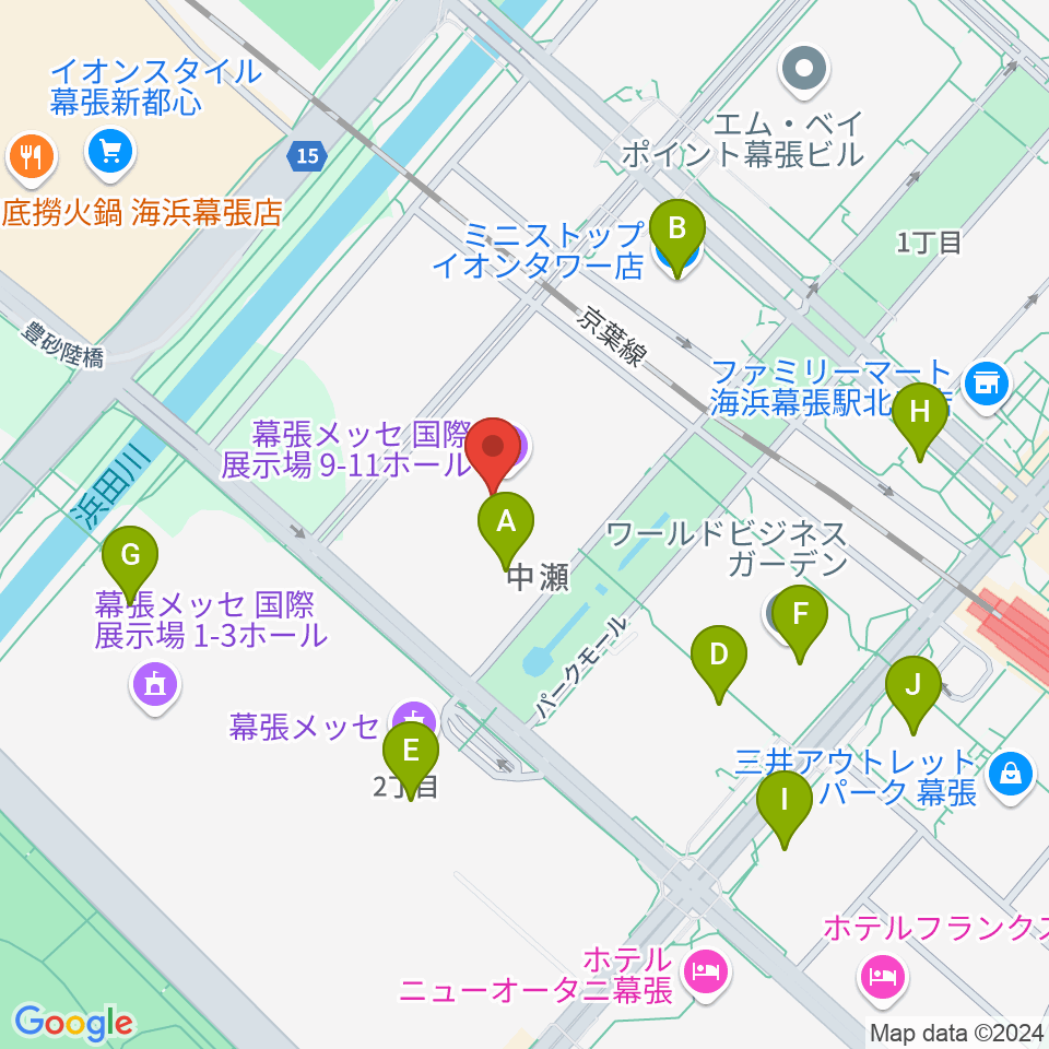 幕張メッセ 国際展示場9-11ホール周辺のコンビニエンスストア一覧地図