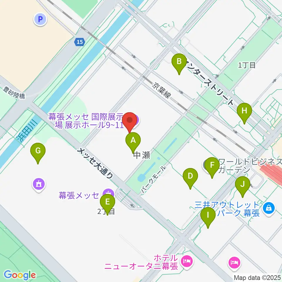 幕張メッセ 国際展示場9-11ホール周辺のコンビニエンスストア一覧地図