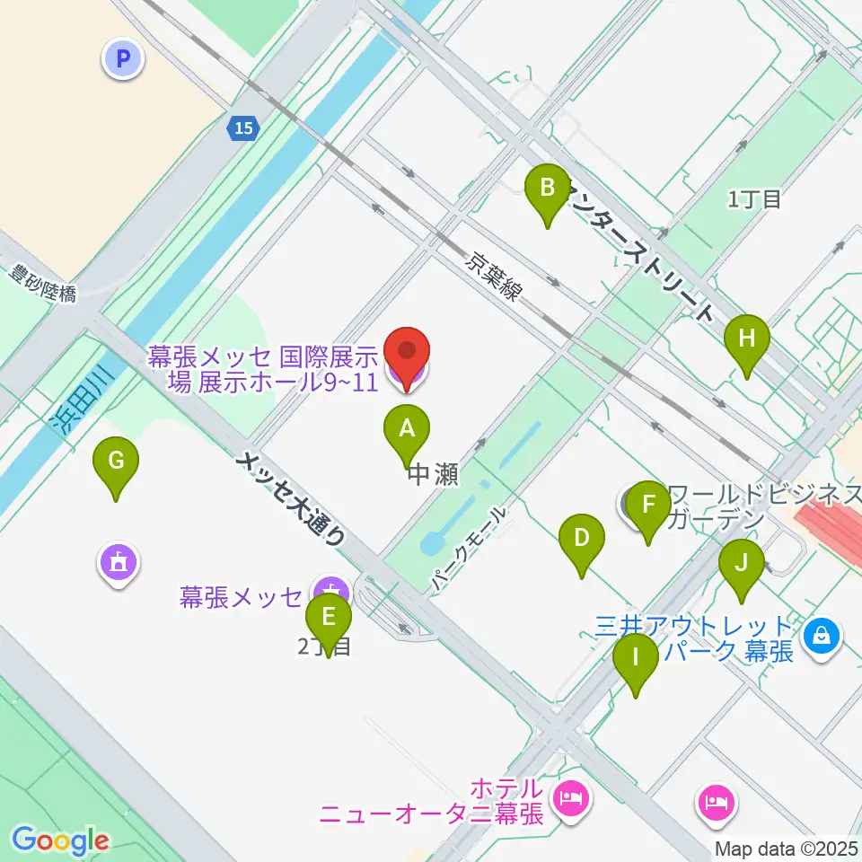 幕張メッセ 国際展示場9-11ホール周辺のコンビニエンスストア一覧地図