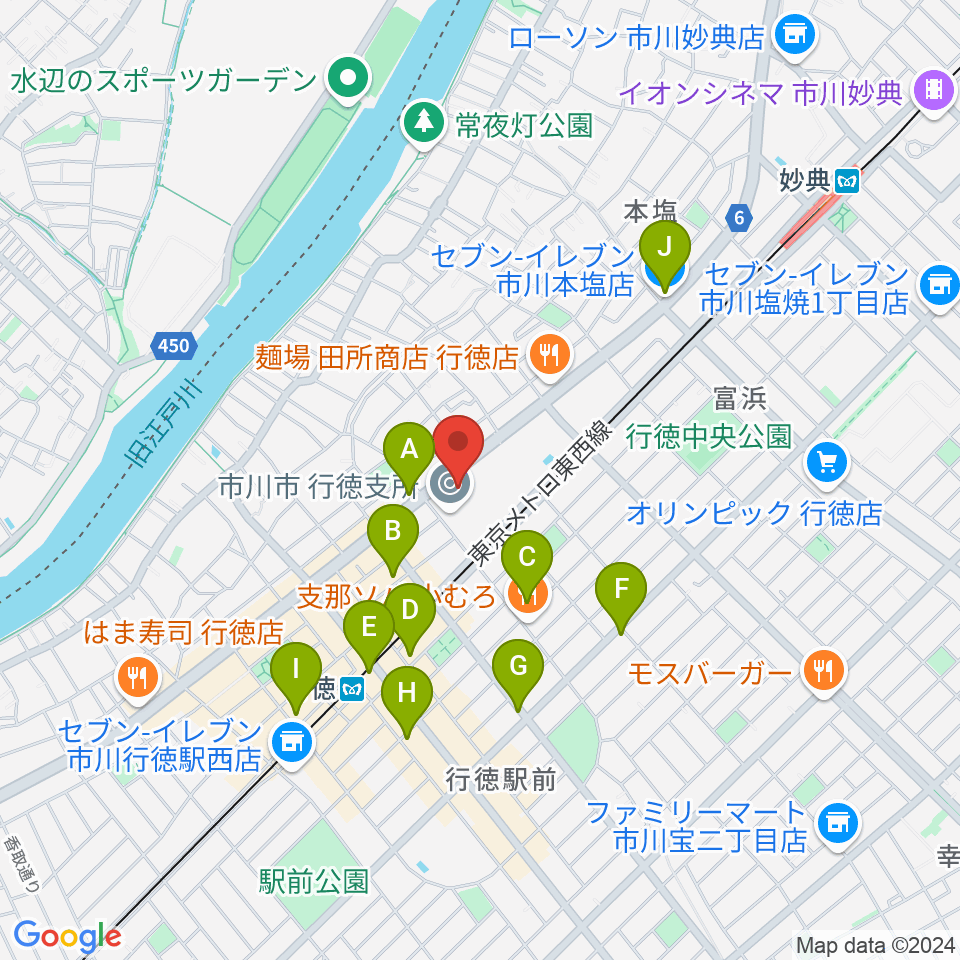 行徳文化ホール I＆I周辺のコンビニエンスストア一覧地図