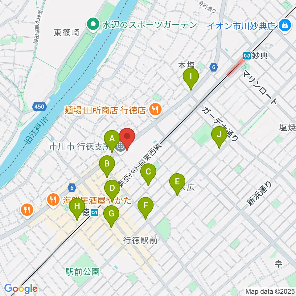 行徳文化ホール I&I周辺のコンビニエンスストア一覧地図