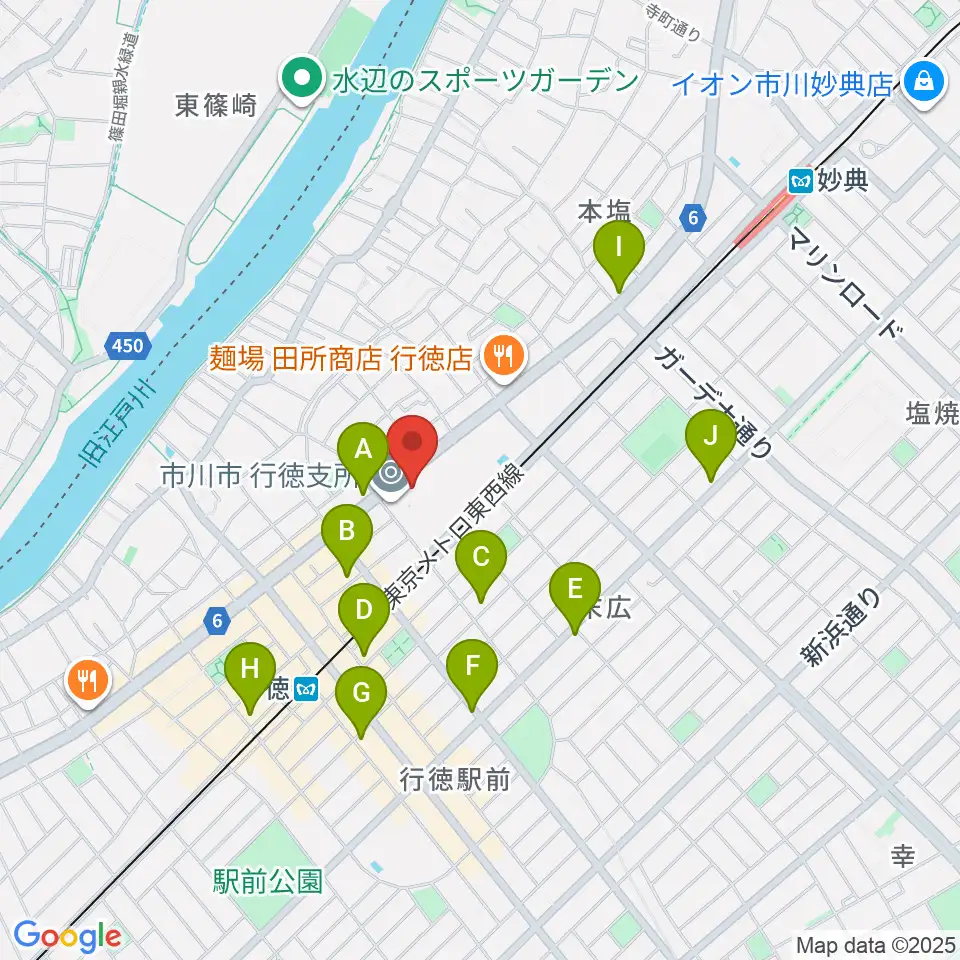 行徳文化ホール I&I周辺のコンビニエンスストア一覧地図