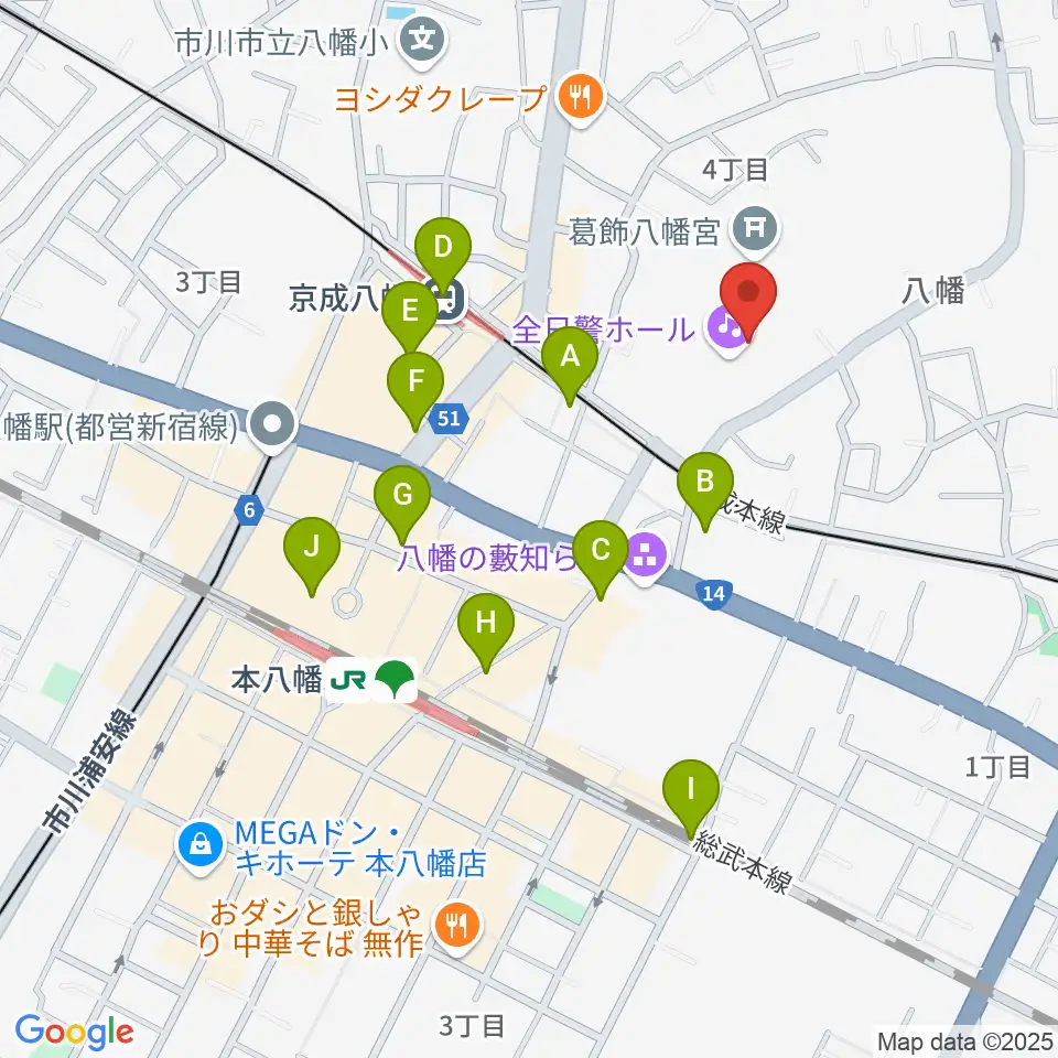 全日警ホール周辺のコンビニエンスストア一覧地図