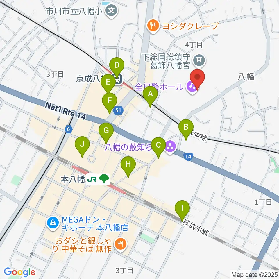 全日警ホール周辺のコンビニエンスストア一覧地図