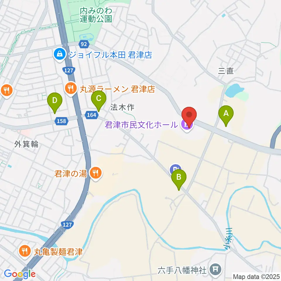 君津市民文化ホール周辺のコンビニエンスストア一覧地図
