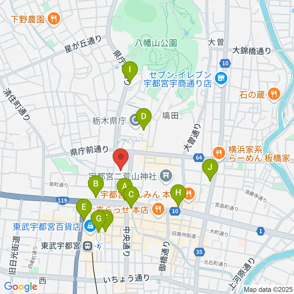 栃木県総合文化センター周辺のコンビニエンスストア一覧地図