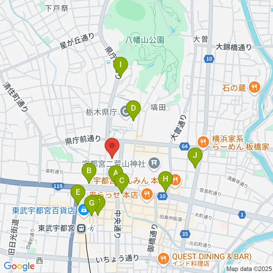 栃木県総合文化センター周辺のコンビニエンスストア一覧地図