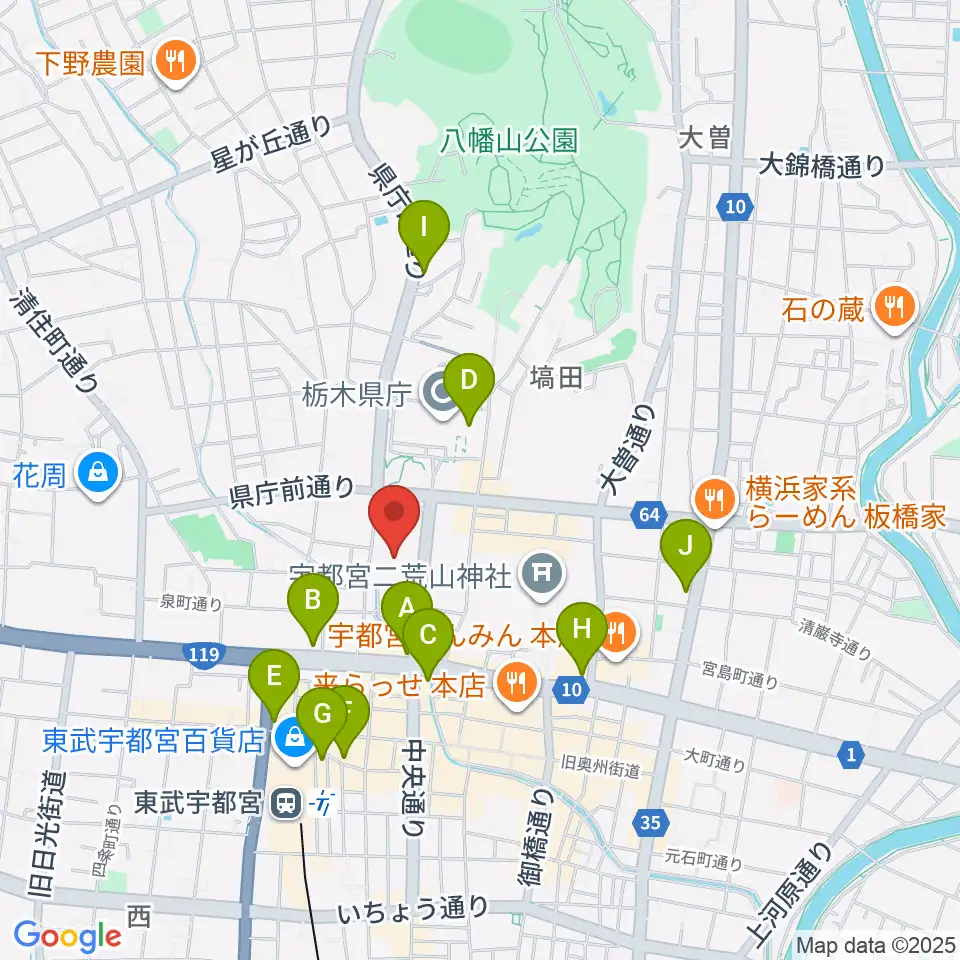 栃木県総合文化センター周辺のコンビニエンスストア一覧地図