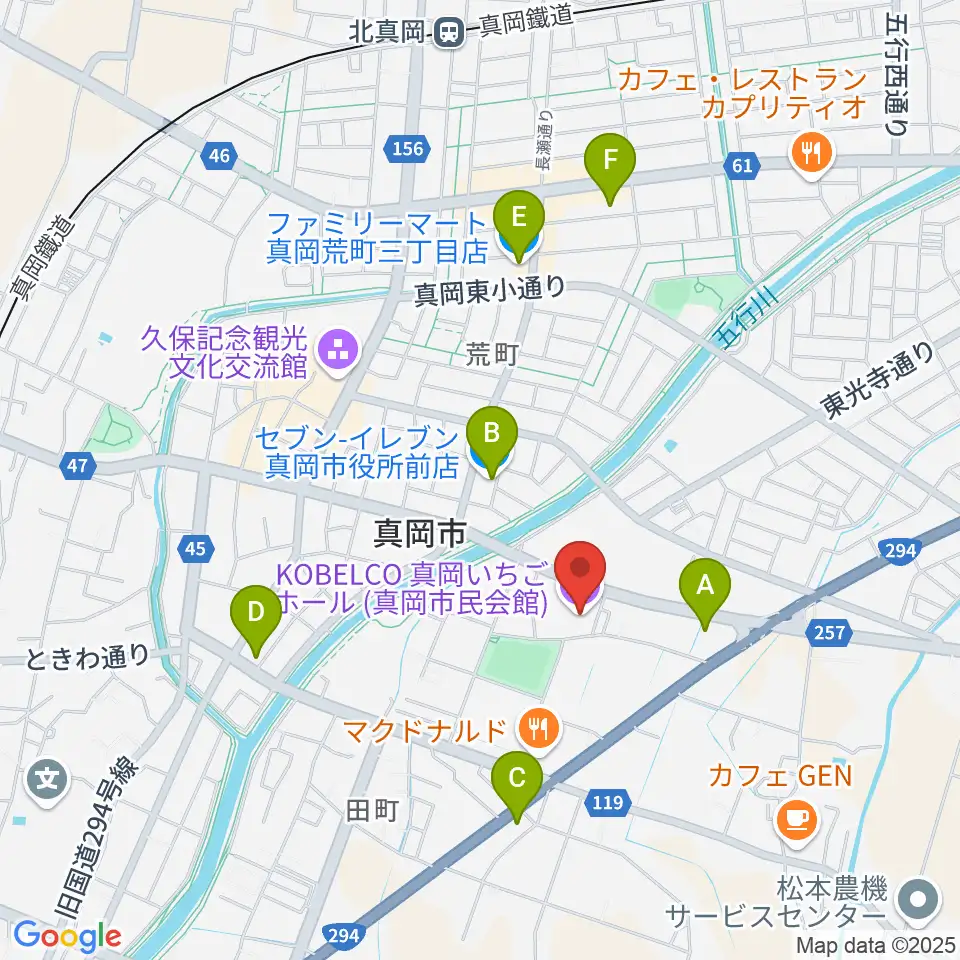 KOBELCO真岡いちごホール周辺のコンビニエンスストア一覧地図