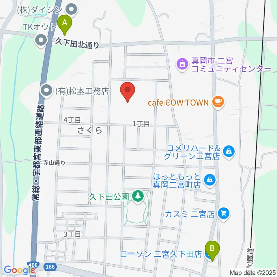 にのみやとちおとめホール 真岡市生涯学習館周辺のコンビニエンスストア一覧地図