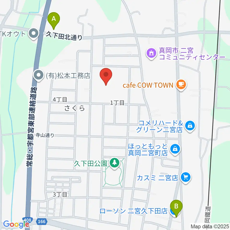 にのみやとちおとめホール 真岡市生涯学習館周辺のコンビニエンスストア一覧地図