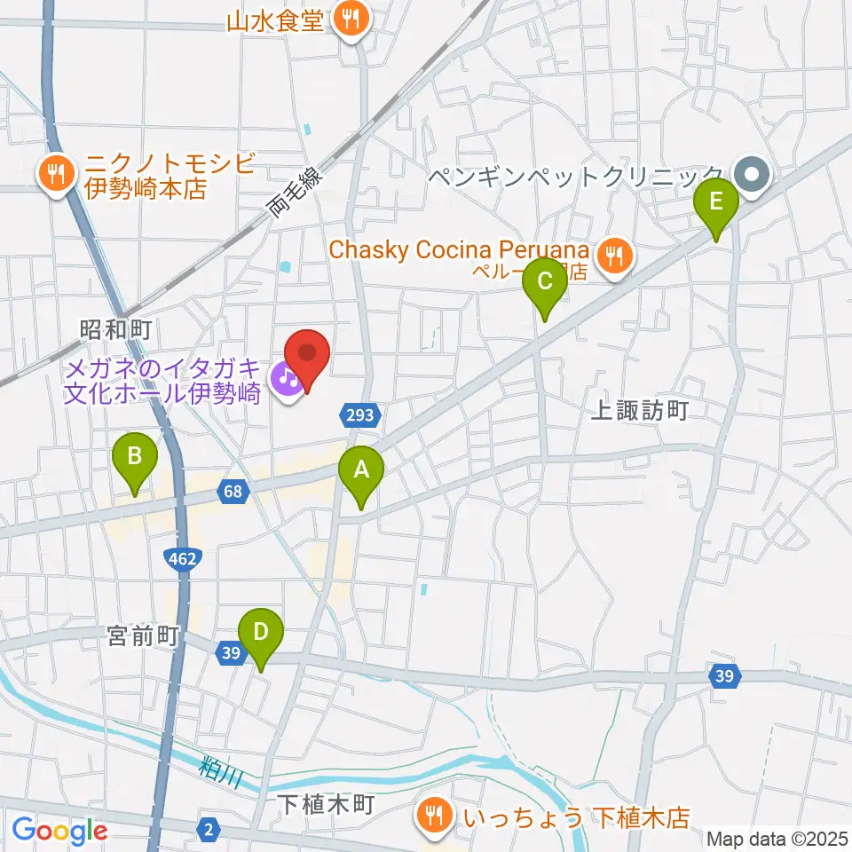 メガネのイタガキ文化ホール伊勢崎周辺のコンビニエンスストア一覧地図