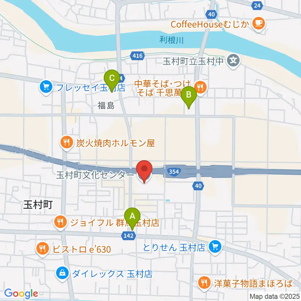 玉村町文化センター周辺のコンビニエンスストア一覧地図