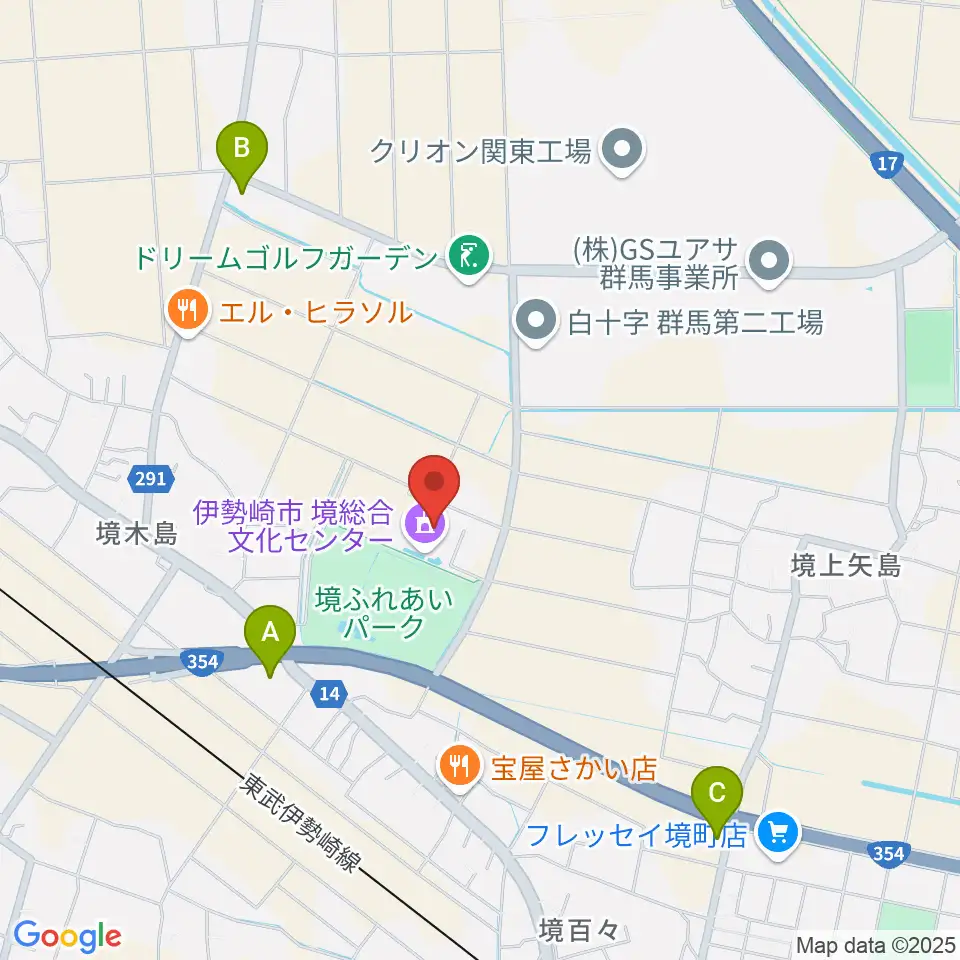 人材派遣ワイズコーポレーション境総合文化センター周辺のコンビニエンスストア一覧地図