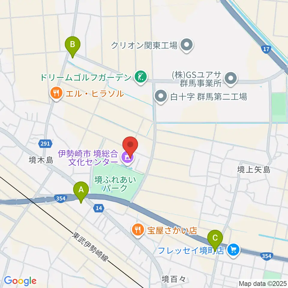人材派遣ワイズコーポレーション境総合文化センター周辺のコンビニエンスストア一覧地図