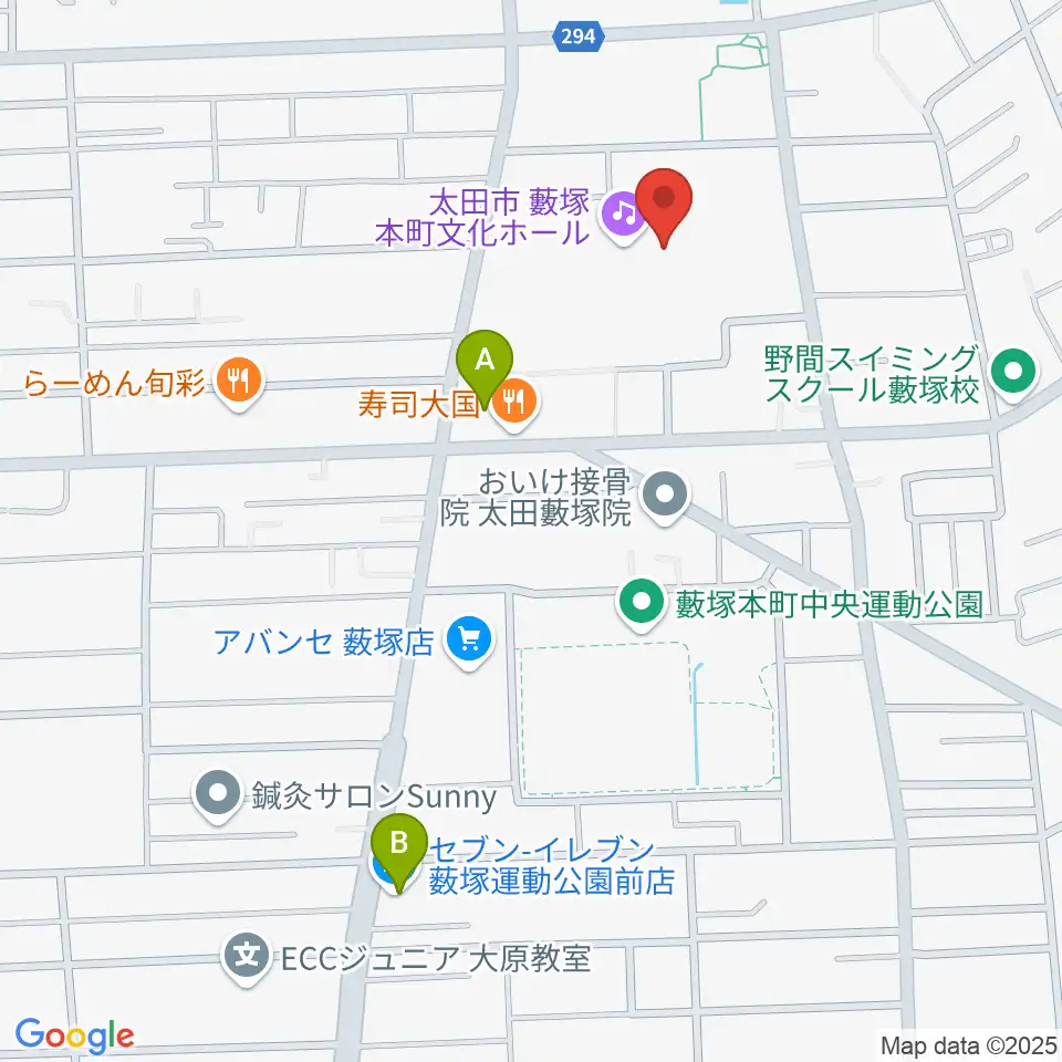 太田市藪塚本町文化ホール カルトピア周辺のコンビニエンスストア一覧地図