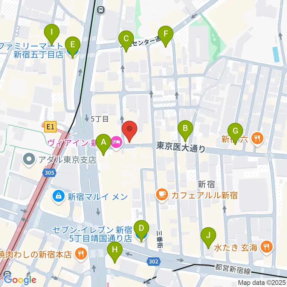 新宿レフカダ周辺のコンビニエンスストア一覧地図