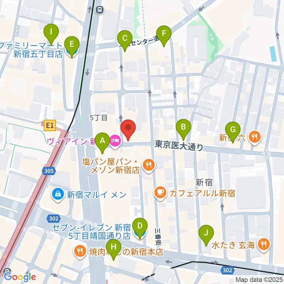 新宿レフカダ周辺のコンビニエンスストア一覧地図