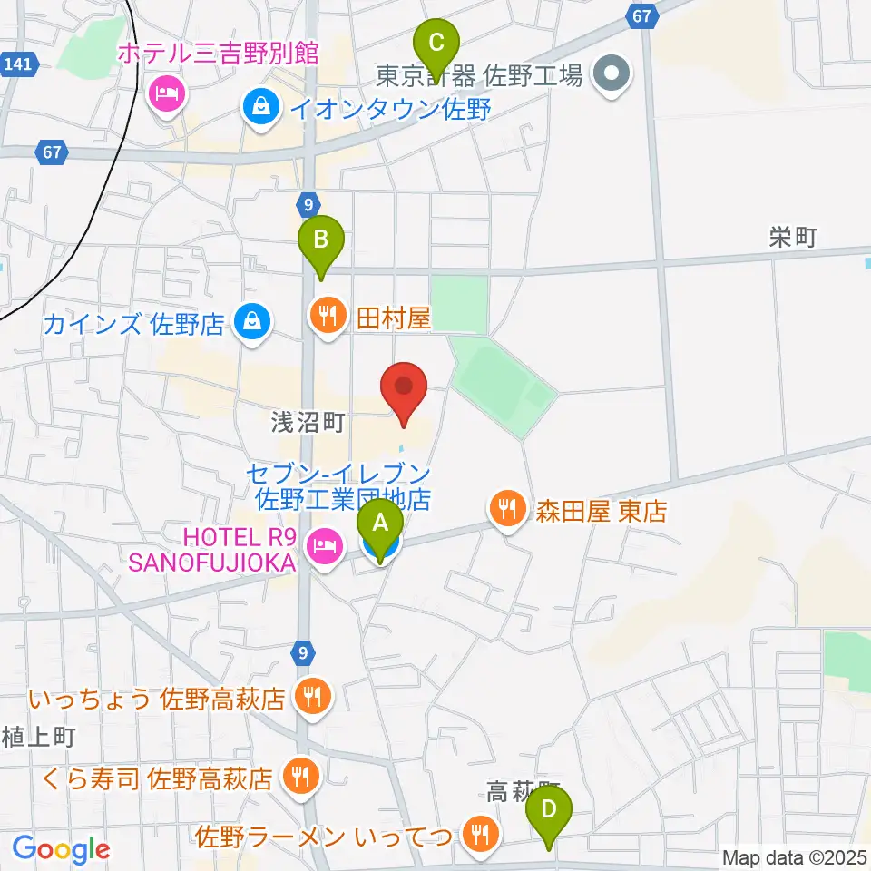 佐野市文化会館周辺のコンビニエンスストア一覧地図