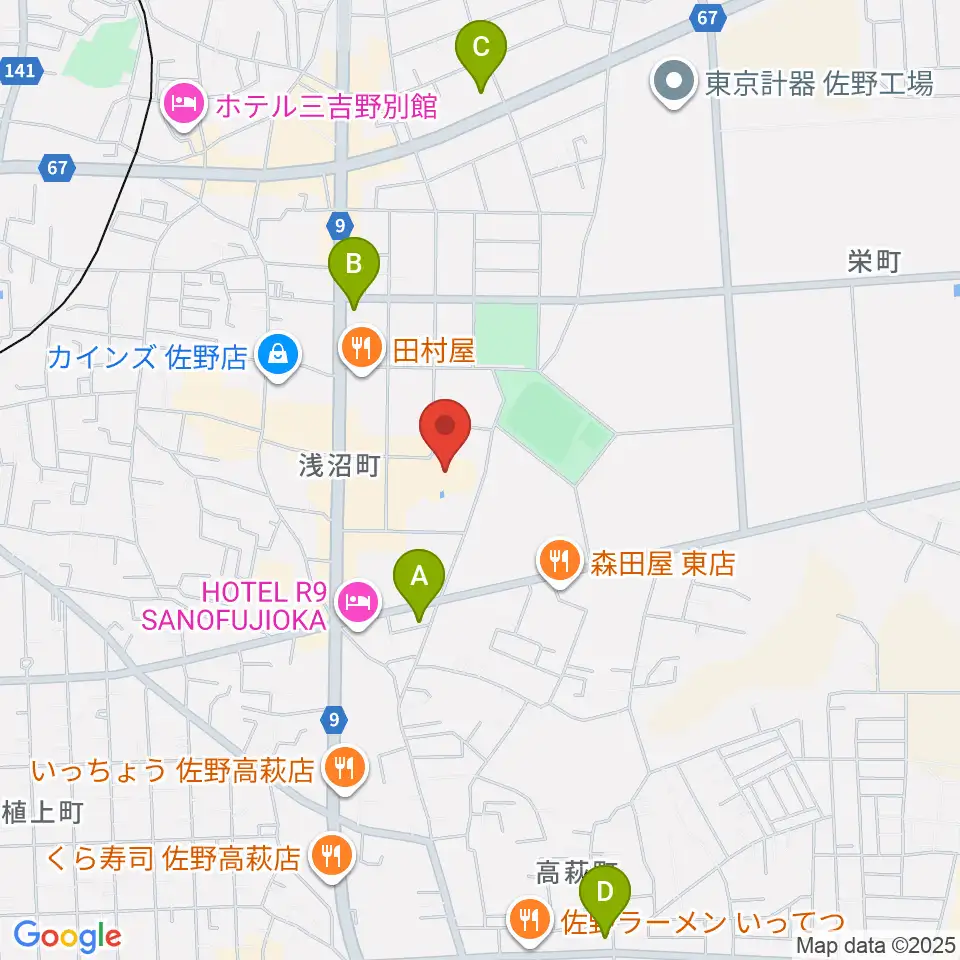 佐野市文化会館周辺のコンビニエンスストア一覧地図