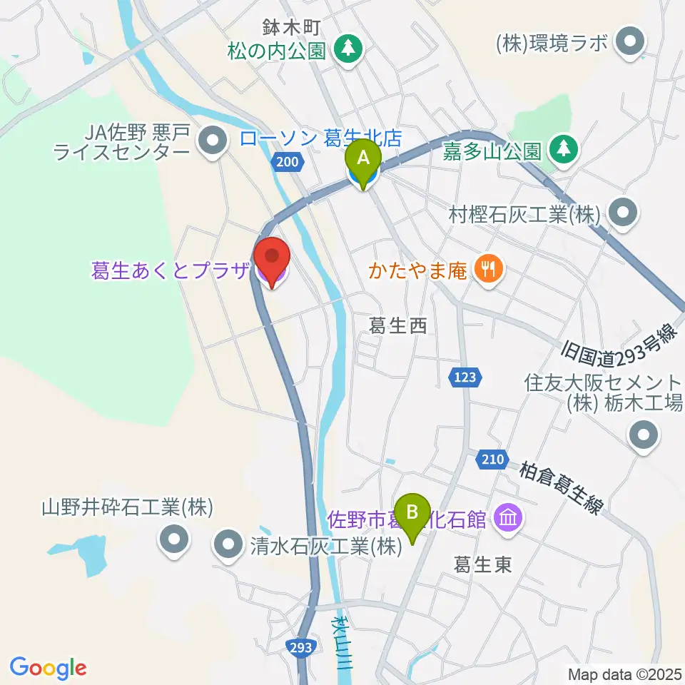佐野市葛生あくとプラザ周辺のコンビニエンスストア一覧地図