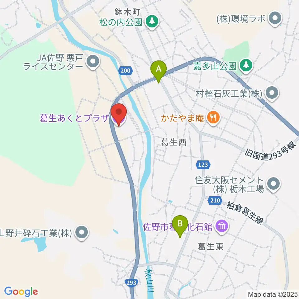 佐野市葛生あくとプラザ周辺のコンビニエンスストア一覧地図