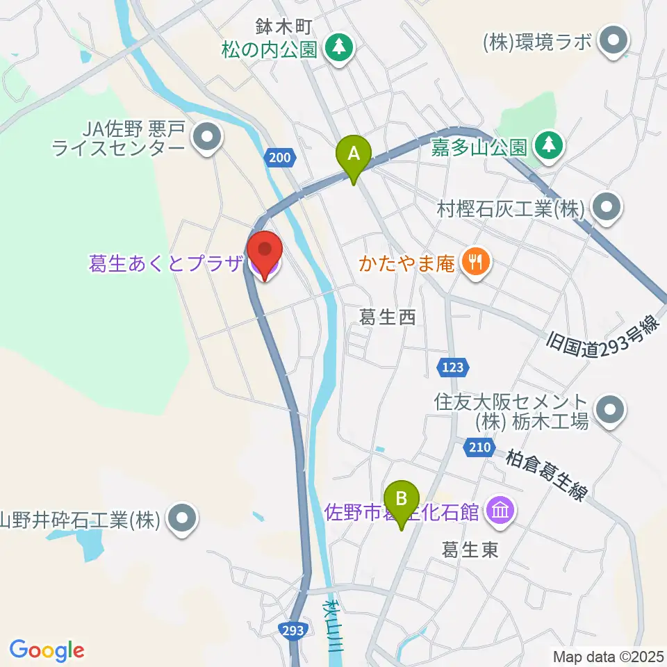 佐野市葛生あくとプラザ周辺のコンビニエンスストア一覧地図