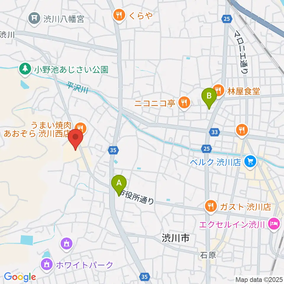 渋川市民会館周辺のコンビニエンスストア一覧地図