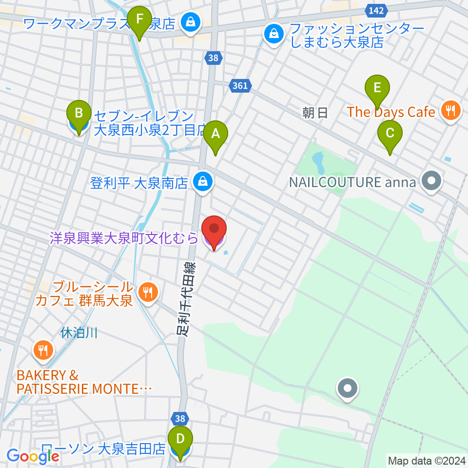 洋泉興業大泉町文化むら周辺のコンビニエンスストア一覧地図