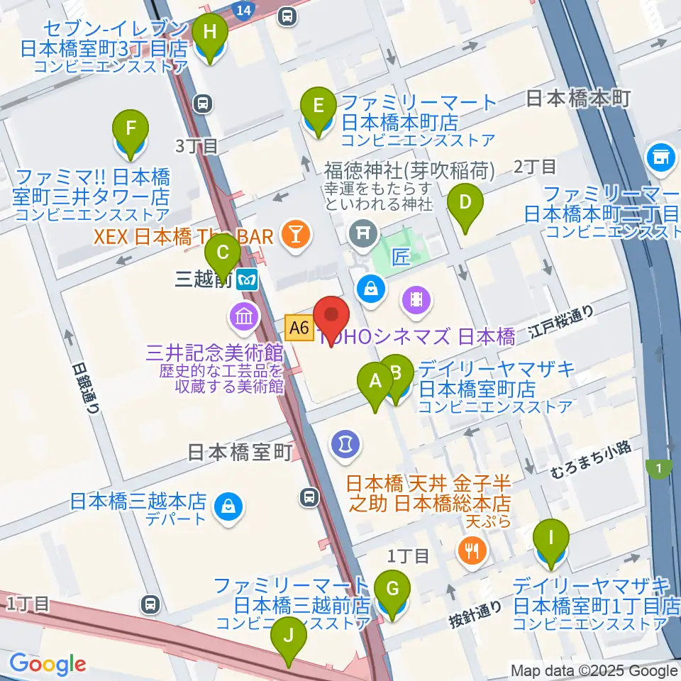 日本橋三井ホール周辺のコンビニエンスストア一覧地図