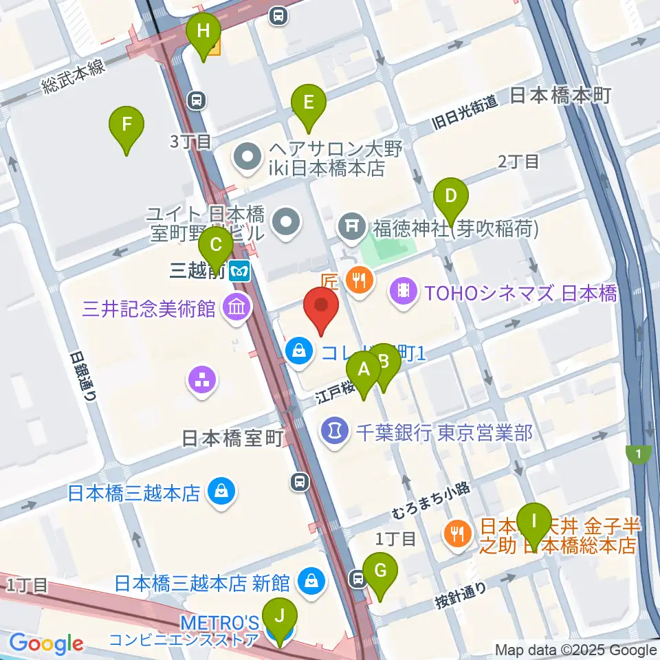 日本橋三井ホール周辺のコンビニエンスストア一覧地図