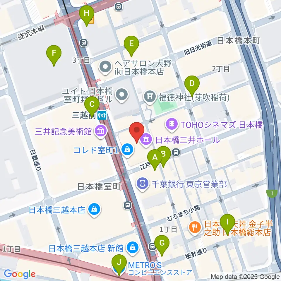 日本橋三井ホール周辺のコンビニエンスストア一覧地図