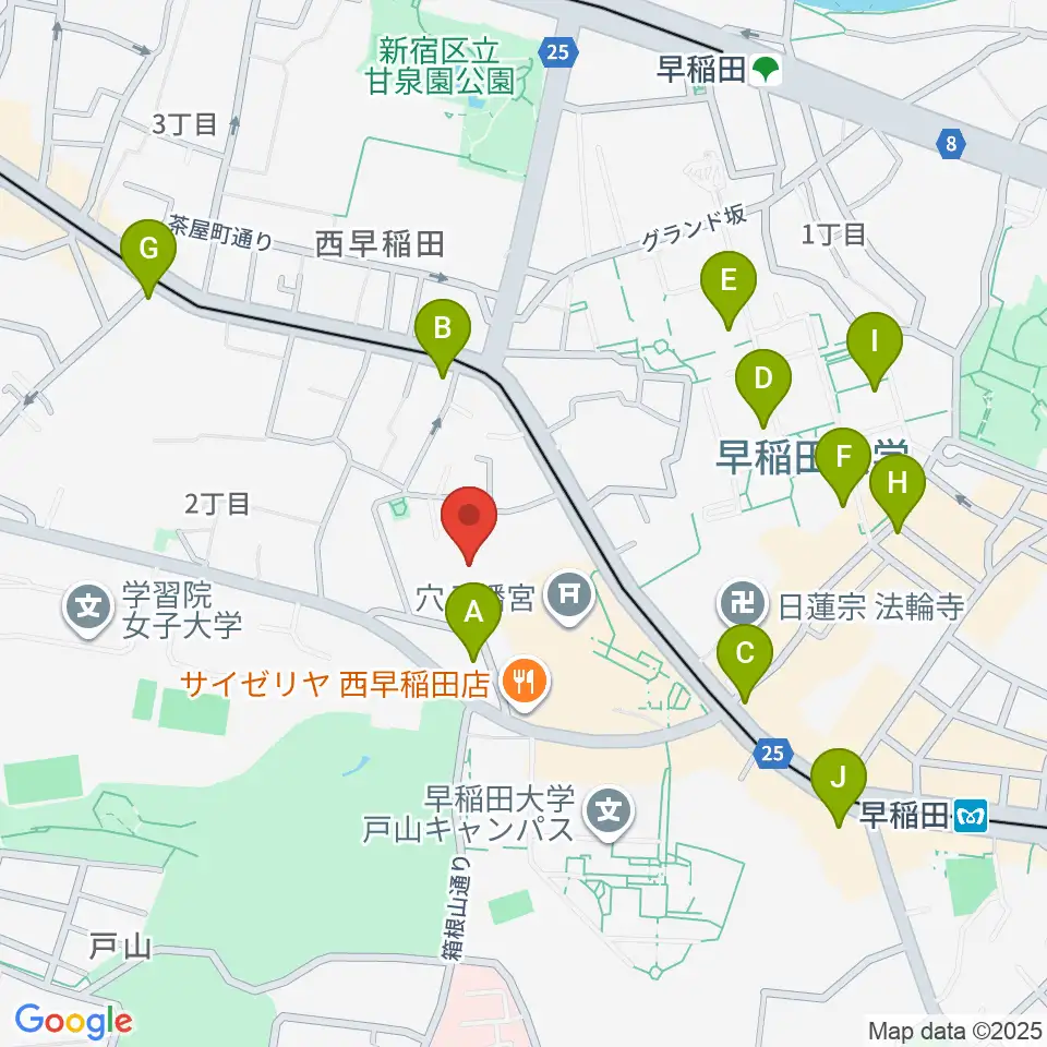 早稲田奉仕園スコットホール周辺のコンビニエンスストア一覧地図