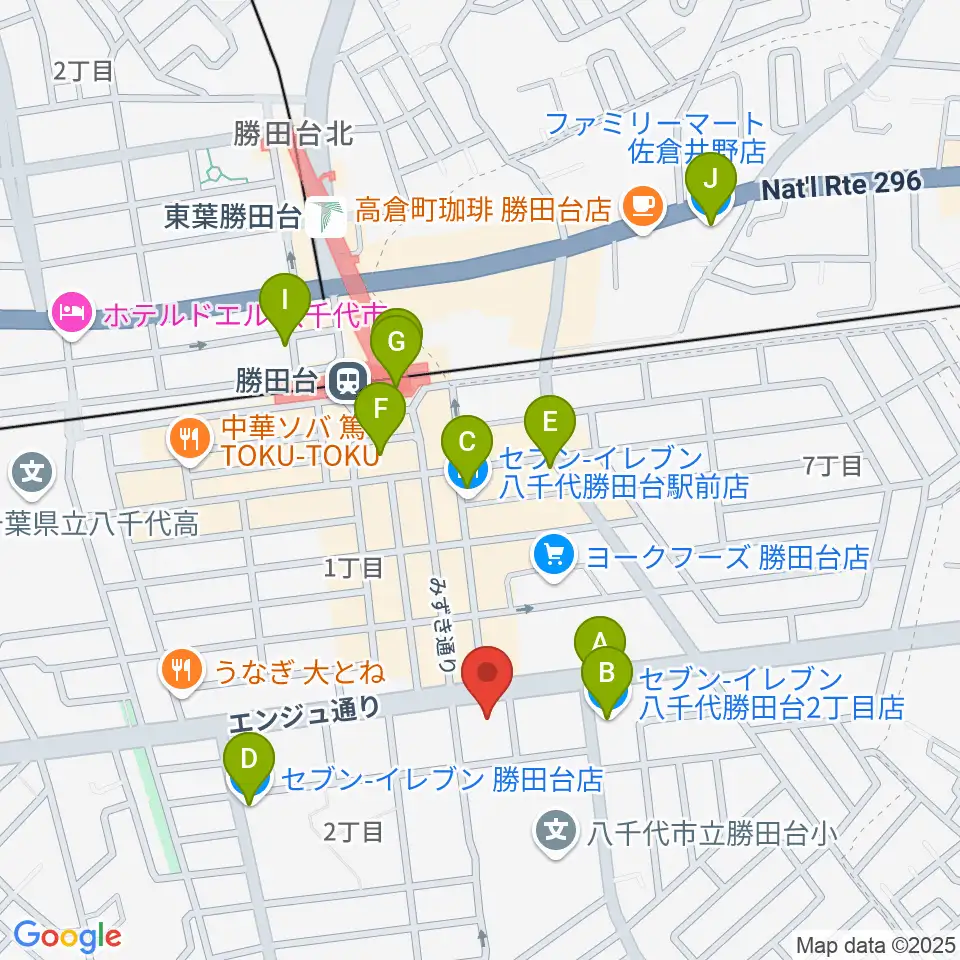 勝田台文化センター周辺のコンビニエンスストア一覧地図