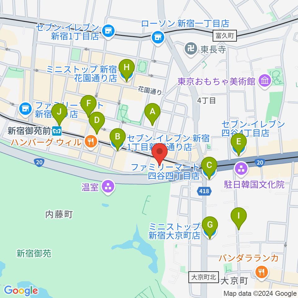 四谷地域センター周辺のコンビニエンスストア一覧地図