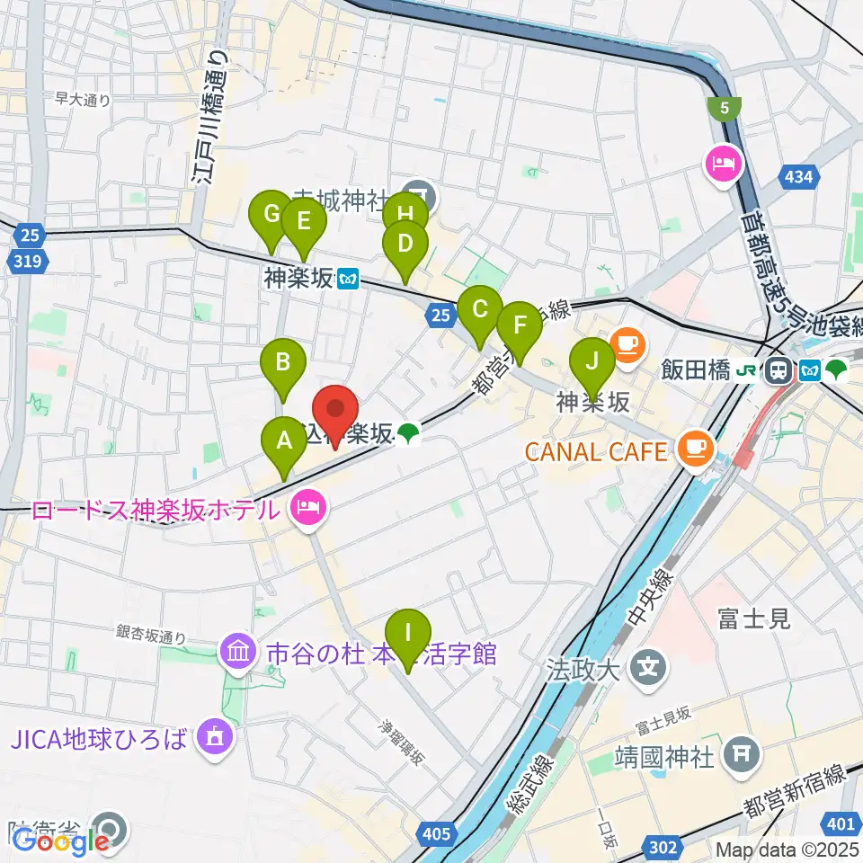 牛込箪笥区民ホール周辺のコンビニエンスストア一覧地図