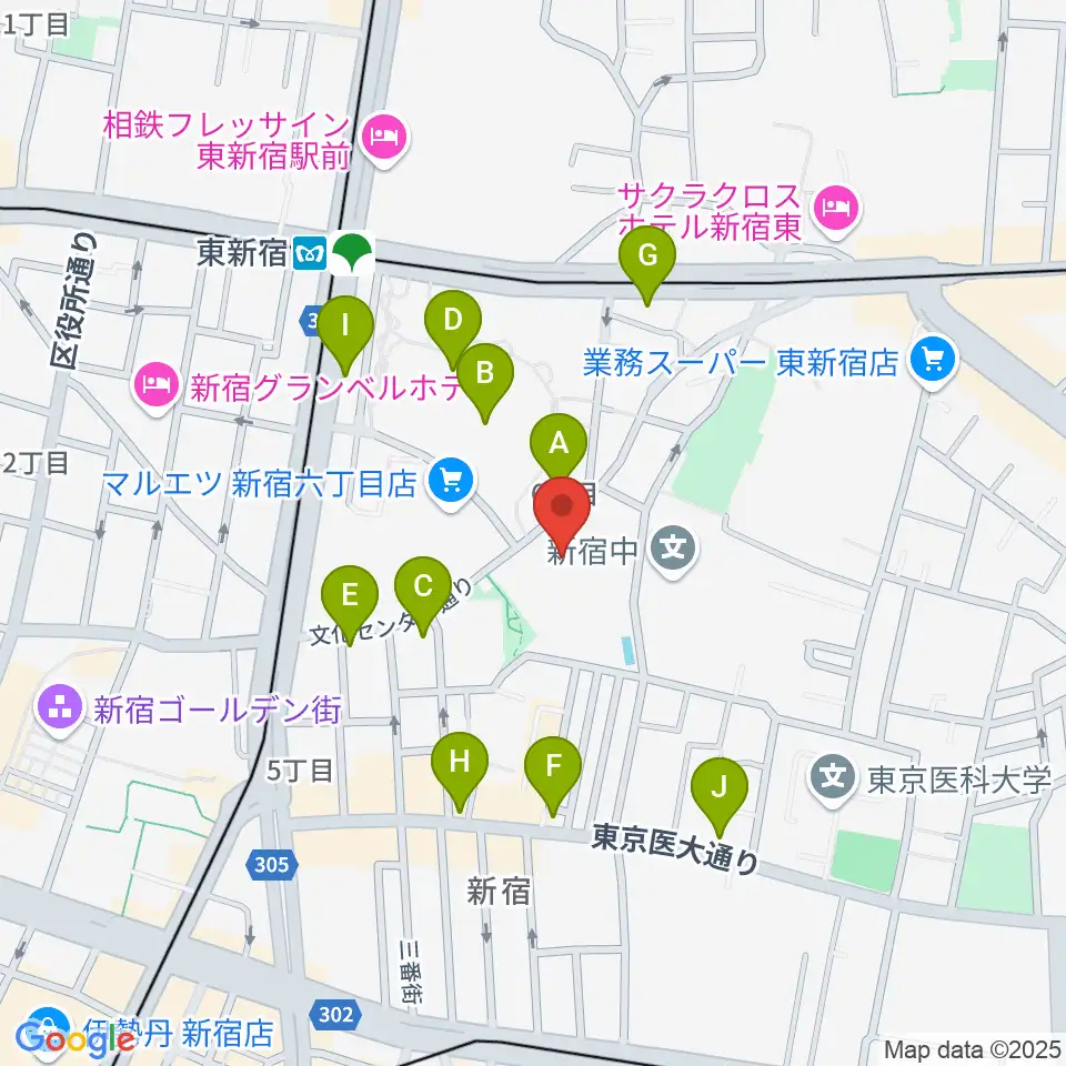 新宿文化センター周辺のコンビニエンスストア一覧地図