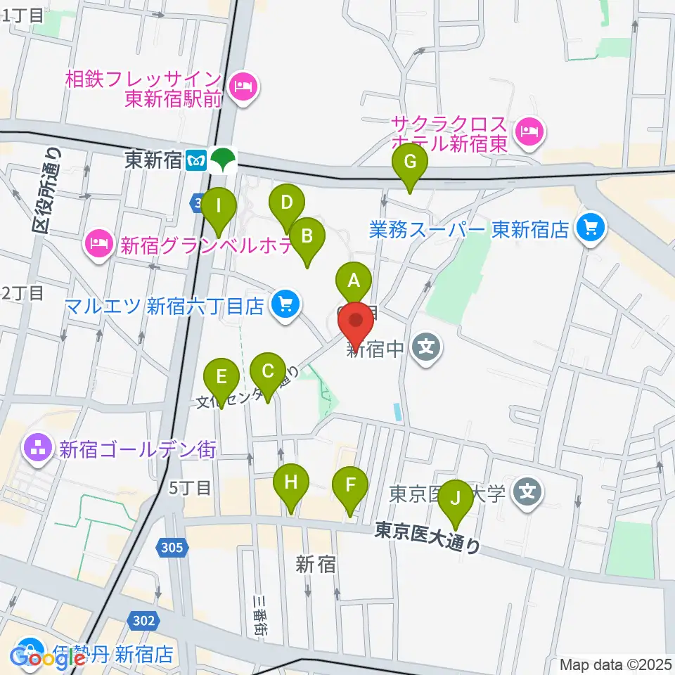 新宿文化センター周辺のコンビニエンスストア一覧地図